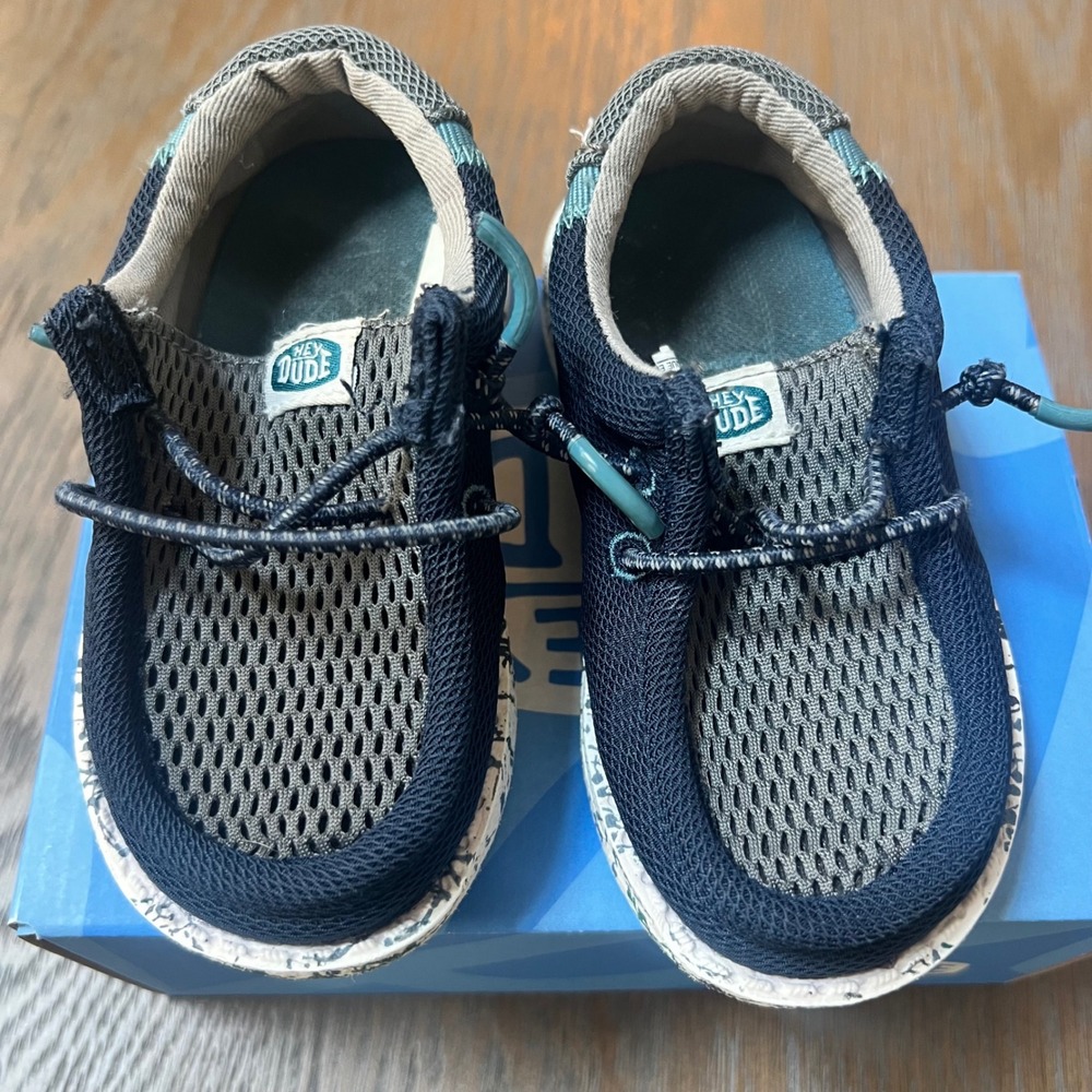 Hey Dude Wally T Summer Mesh Navy Charcoal Toddler Shoes Size 6 TD6